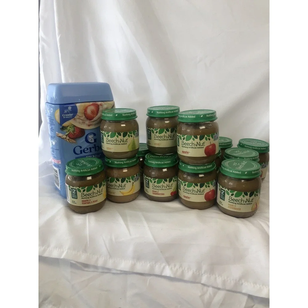 Gerber Oatmeal Cereal 16oz‎ + Beech-Nut Baby Food Jars Lot Bundle